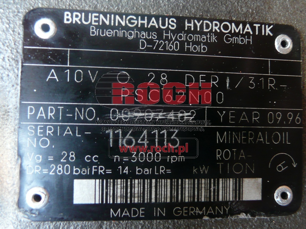 Pompe hydraulique BRUENINGHAUS HYDROMATIK A10VO28DFR/31R-PSC62N00 00907402: photos 2