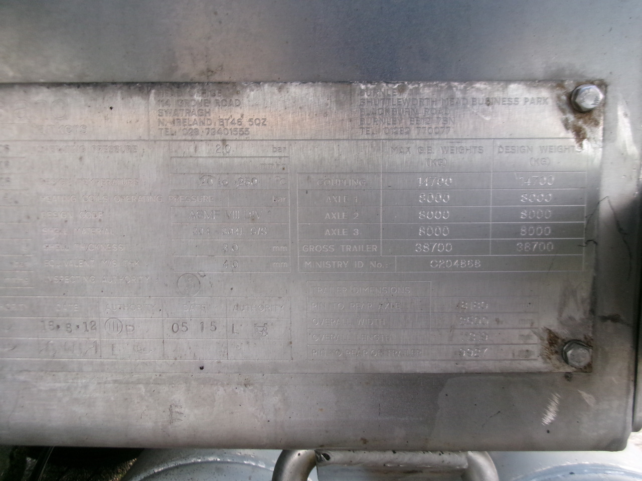 Crédit-bail de Crossland Bitumen tank inox 33 m3 / 1 comp + ADR L4BN Crossland Bitumen tank inox 33 m3 / 1 comp + ADR L4BN: photos 18