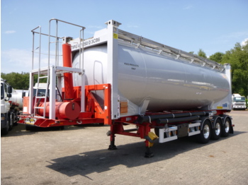 Semi-remorque citerne pour transport de la nourriture Feldbinder Food/powder tank container alu 40 m3 + tipping chassis: photos 1