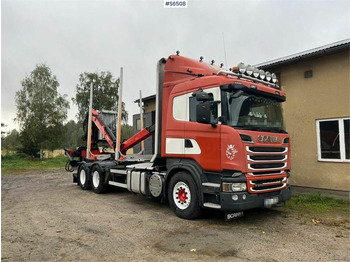 Scania R560 Timber Truck with trailer and crane - Camion grumier: photos 1