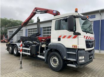 Camion ampliroll, Camion grue MAN TGS 26.360 6x2 Abrollkipper + Kran HMF 8,2 m: photos 1