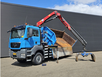 Camion benne, Camion grue MAN TGS 28.400 6X4-4 BL / CRANE + 2 SIDE TIPPER: photos 3