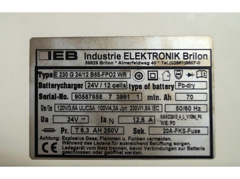 Accumulateur pour Matériel de manutention IEB 90587858 | IEB charger EFG 230 G 24/12 B65-FP02 WR 24V12,6A 220V 50/60Hz fro: photos 2