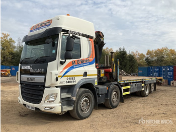 Camion plateau, Camion grue 2017 DAF 8x2 Twin-Steer Sleeper Flatbed Truck with Crane: photos 3