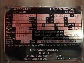 Groupe électrogène Leroy Somer - Unelec AA 50 L5-4 1100 kVA generatordeel - Unelec AA 50 L5-4 1100 kVA generatordeel as New!: photos 3