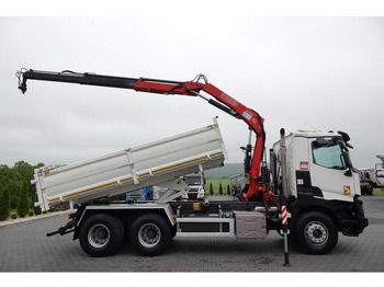 Camion benne, Camion grue Renault C 380 / 6x4 / WYWROTKA 3 STRONNA  + HDS FASSI F135 / HYDROBURTA: photos 5