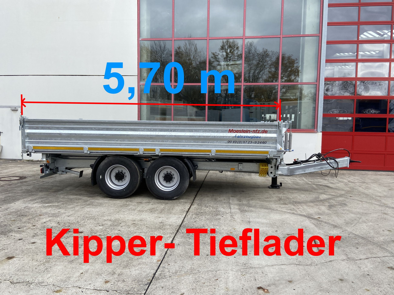 Möslein TTD 14 5,70 m 14 t Tandem- Kipper Tieflader 5,70 m lang, Breite Reifen-- Neufahrzeug -- - Remorque benne: photos 1 Möslein TTD 14 5,70 m 14 t Tandem- Kipper Tieflader 5,70 m lang, Breite Reifen-- Neufahrzeug -- - Remorque benne: photos 1