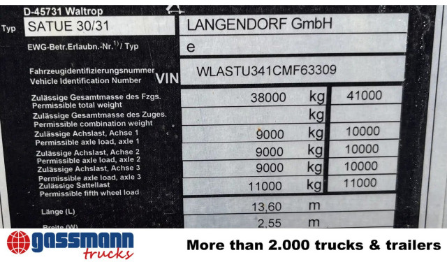 Langendorf SATUE 30/31, Radmulden, Baggerbett, hydr. - Semi-remorque surbaissé: photos 5 Langendorf SATUE 30/31, Radmulden, Baggerbett, hydr. - Semi-remorque surbaissé: photos 5