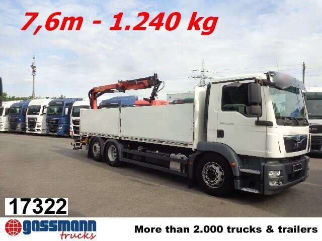 MAN TGM 26.340 6x2-4 LL,Lenk-Liftachse, Heckkran, - Camion plateau, Camion grue: photos 1 MAN TGM 26.340 6x2-4 LL,Lenk-Liftachse, Heckkran, - Camion plateau, Camion grue: photos 1