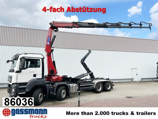 MAN TGS 35.480 8X4 BL, Intarder, Kran HMF 3220-K6, - Camion ampliroll, Camion grue: photos 1 MAN TGS 35.480 8X4 BL, Intarder, Kran HMF 3220-K6, - Camion ampliroll, Camion grue: photos 1