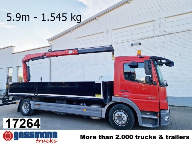 Mercedes-Benz 1218 L 4x2, Fassi Kran F 95A21 5.9m-1.545 kg, - Camion plateau, Camion grue: photos 1 Mercedes-Benz 1218 L 4x2, Fassi Kran F 95A21 5.9m-1.545 kg, - Camion plateau, Camion grue: photos 1
