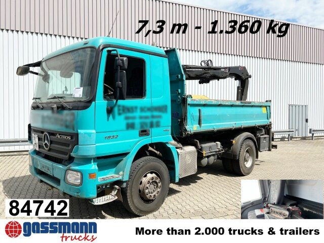 Mercedes-Benz Actros 1832 K 4x2 mit Heckkran Hiab XS 099ES-2 - Camion benne, Camion grue: photos 1 Mercedes-Benz Actros 1832 K 4x2 mit Heckkran Hiab XS 099ES-2 - Camion benne, Camion grue: photos 1