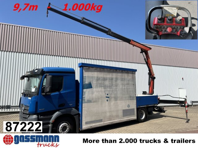 Mercedes-Benz Antos 1836 L 4x2, Glastransporter, Heckkran - Camion plateau, Camion grue: photos 1 Mercedes-Benz Antos 1836 L 4x2, Glastransporter, Heckkran - Camion plateau, Camion grue: photos 1