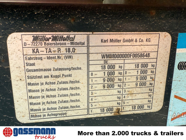 Müller-Mitteltal KA-TA-R 18.0, Alu-Bordwände, ca. 10m³ - Remorque benne: photos 2 Müller-Mitteltal KA-TA-R 18.0, Alu-Bordwände, ca. 10m³ - Remorque benne: photos 2