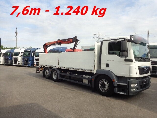 MAN TGM 26.340 6x2-4 LL TGM 26.340 6x2-4 LL,Lenk-Liftachse, Heckkran, Palfinger PK 11.001, faltbar, - Camion grue, Camion plateau: photos 1 MAN TGM 26.340 6x2-4 LL TGM 26.340 6x2-4 LL,Lenk-Liftachse, Heckkran, Palfinger PK 11.001, faltbar, - Camion grue, Camion plateau: photos 1