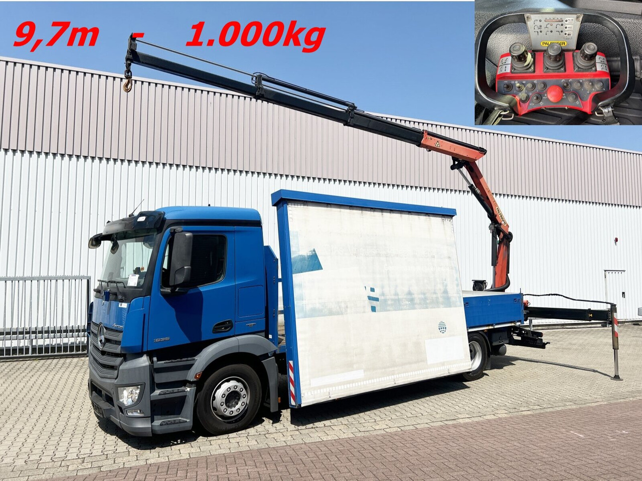 Mercedes-Benz Antos 1836 L 4x2 Antos 1836 L 4x2, Glastransporter, Heckkran Palfinger Pk 12002-EH, Funk - Camion grue: photos 1 Mercedes-Benz Antos 1836 L 4x2 Antos 1836 L 4x2, Glastransporter, Heckkran Palfinger Pk 12002-EH, Funk - Camion grue: photos 1