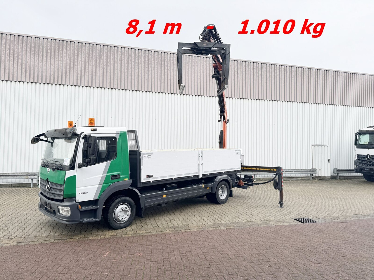 Mercedes-Benz Atego 1223 L 4x2 Atego 1223 L 4x2 mit Heckkran Atlas 88.3-A2L, Funk - Camion grue, Camion plateau: photos 1 Mercedes-Benz Atego 1223 L 4x2 Atego 1223 L 4x2 mit Heckkran Atlas 88.3-A2L, Funk - Camion grue, Camion plateau: photos 1