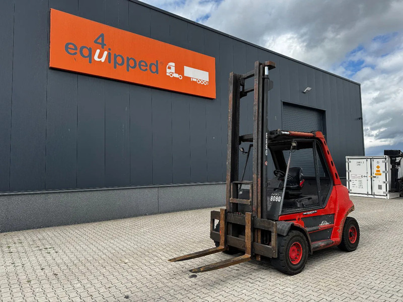 Linde H80D FORKLIFT, 8000KG, duplex, 6 cil. Deutz diesel, 14.934hrs, - Chariot élévateur diesel: photos 1 Linde H80D FORKLIFT, 8000KG, duplex, 6 cil. Deutz diesel, 14.934hrs, - Chariot élévateur diesel: photos 1