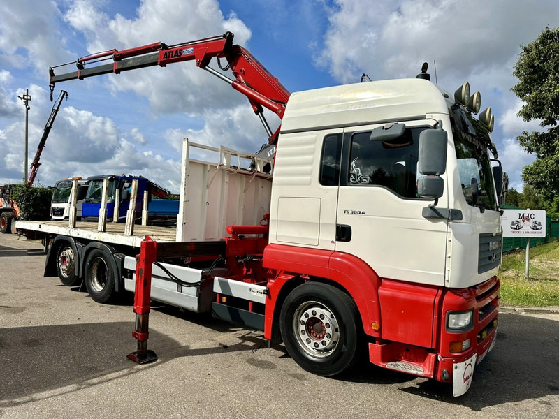 MAN TG 360 A 6x2 + KRAN ATLAS 100.1 A3 - PLATFORM 5m80 - E3 - LIFT-AXLE - FULL AIR SUSPENSION - ZF AS TRONIC - BE TRUCK - Camion plateau, Camion grue: photos 2 MAN TG 360 A 6x2 + KRAN ATLAS 100.1 A3 - PLATFORM 5m80 - E3 - LIFT-AXLE - FULL AIR SUSPENSION - ZF AS TRONIC - BE TRUCK - Camion plateau, Camion grue: photos 2