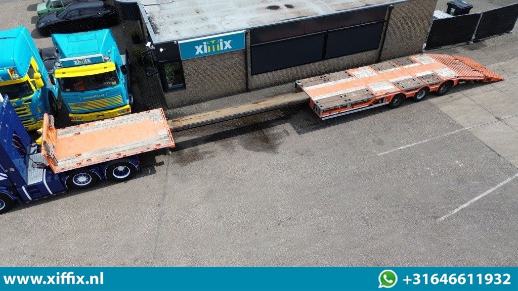 Faymonville 3-ass. Vlakke uitschuifbare Mega oplegger / Uitklapbare laadvloer klep / Naloop gestuurd - Semi-remorque plateau: photos 1 Faymonville 3-ass. Vlakke uitschuifbare Mega oplegger / Uitklapbare laadvloer klep / Naloop gestuurd - Semi-remorque plateau: photos 1