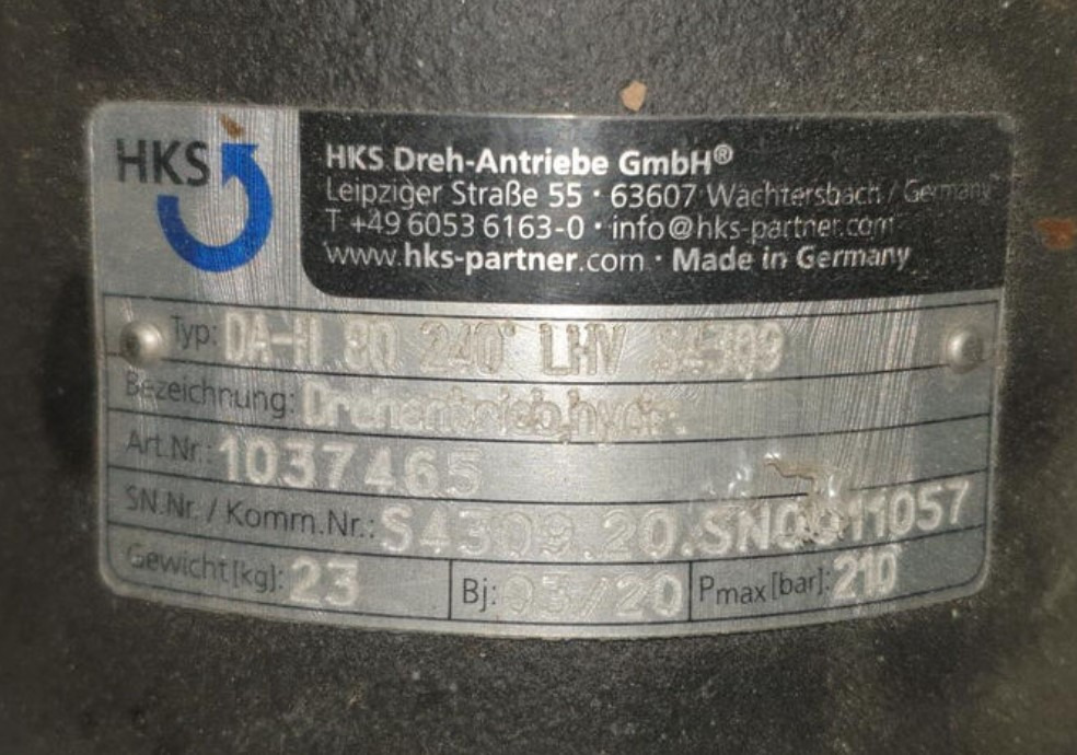 HKS DA--H 80 240º ESK1602481  for Putzmeister SPM 500 roadheader - Moteur hydraulique: photos 3 HKS DA--H 80 240º ESK1602481  for Putzmeister SPM 500 roadheader - Moteur hydraulique: photos 3
