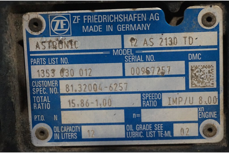 ZF 12AS2130DD TGS 81.32004-6257 - Boîte de vitesse pour Camion: photos 5 ZF 12AS2130DD TGS 81.32004-6257 - Boîte de vitesse pour Camion: photos 5