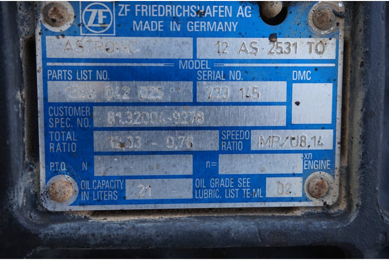 ZF 12AS2531TO + INT2 81.320004-6278 - Boîte de vitesse pour Camion: photos 5 ZF 12AS2531TO + INT2 81.320004-6278 - Boîte de vitesse pour Camion: photos 5