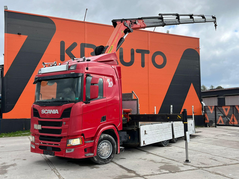 Scania R 450 6x2*4 PK 26002 / PLATFORM L=6482 mm - Camion plateau, Camion grue: photos 1 Scania R 450 6x2*4 PK 26002 / PLATFORM L=6482 mm - Camion plateau, Camion grue: photos 1
