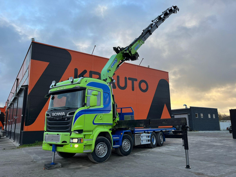 Scania R 520 8x2*6 EFFER 685/6S / WINCH / JIB CONNECTION / PLATFORM L=6423 mm - Camion plateau, Camion grue: photos 1 Scania R 520 8x2*6 EFFER 685/6S / WINCH / JIB CONNECTION / PLATFORM L=6423 mm - Camion plateau, Camion grue: photos 1