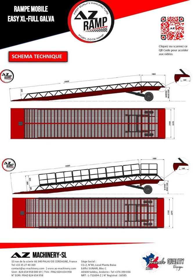 Rampe de chargement neuf AZ RAMP-EASY XL-12 FULL GALVA. WIDE Mobil Galvanizate Loading Ramp With Level Off, 12 t Capacity: photos 8