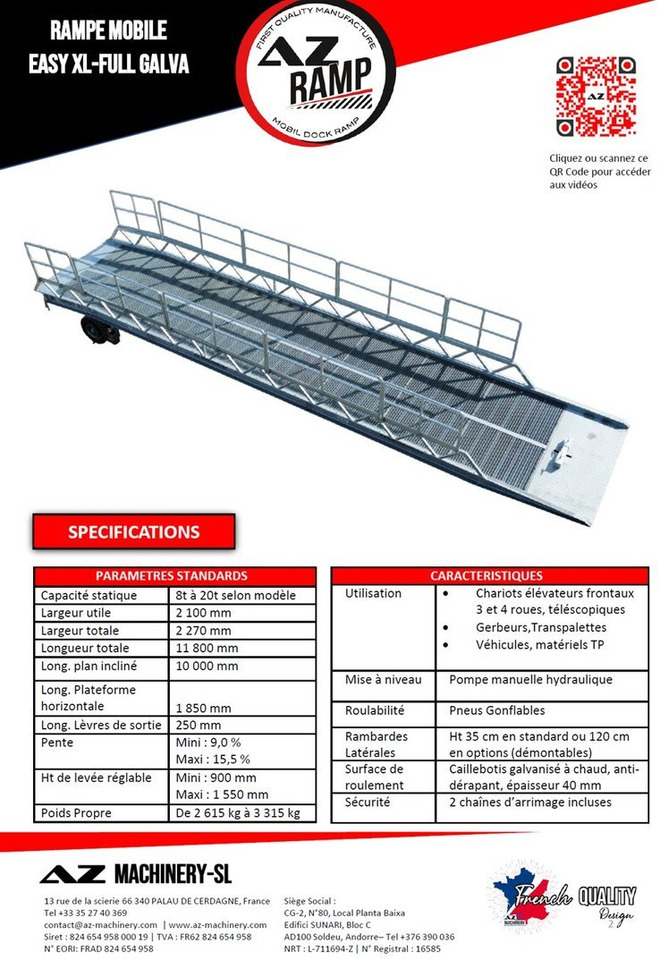 Rampe de chargement neuf AZ RAMP-EASY XL-12 FULL GALVA. WIDE Mobil Galvanizate Loading Ramp With Level Off, 12 t Capacity: photos 7
