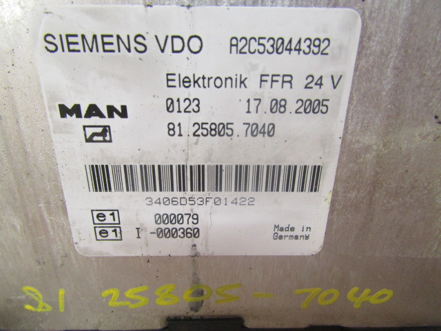 MAN TGA ELECTRONIC FFR UNIT P/NO 81.25805.7040 - Système électrique pour Camion: photos 2 MAN TGA ELECTRONIC FFR UNIT P/NO 81.25805.7040 - Système électrique pour Camion: photos 2