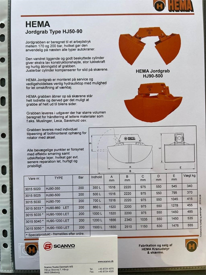 Hema HJS90-700 jordgrab - Benne preneuse pour Engins de chantier: photos 3 Hema HJS90-700 jordgrab - Benne preneuse pour Engins de chantier: photos 3