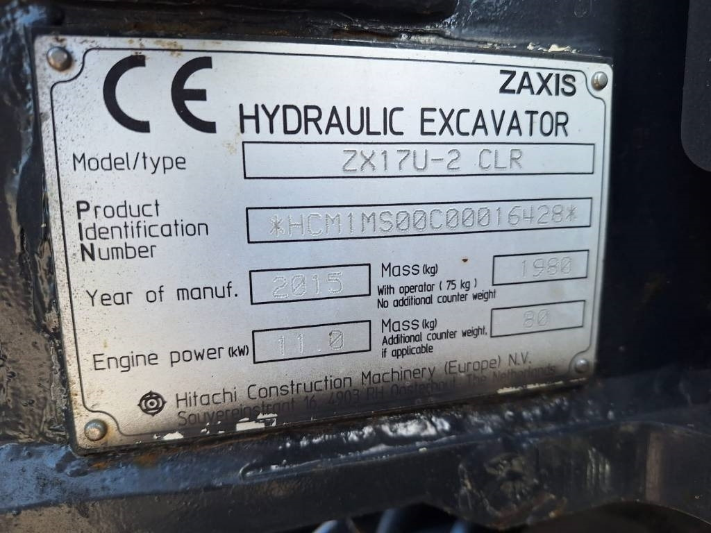 Crédit-bail de Hitachi ZX17U-2 KALLISTAJA+4-KAUHAA  Hitachi ZX17U-2 KALLISTAJA+4-KAUHAA: photos 11