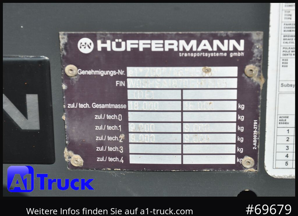 HUEFFERMANN HSA 1870 Luft, SAF, Scheibenbremse - Remorque ampliroll/ Multibenne: photos 5 HUEFFERMANN HSA 1870 Luft, SAF, Scheibenbremse - Remorque ampliroll/ Multibenne: photos 5