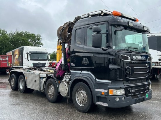 Scania R560 8x2, Schrottkran, E5, Lenk-Lift-Achse - Camion ampliroll, Camion grue: photos 1 Scania R560 8x2, Schrottkran, E5, Lenk-Lift-Achse - Camion ampliroll, Camion grue: photos 1