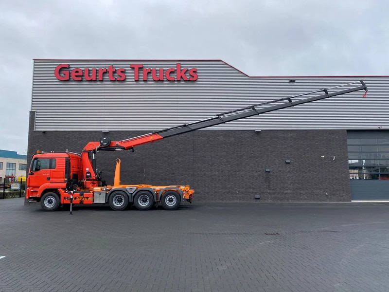 MAN TGS 35.480 8X4 TRIDEM + 20 TON HAAKARM + HMF 3220-K6 KRAAN/KRAN/CRANE/GRUA - Camion ampliroll, Camion grue: photos 2 MAN TGS 35.480 8X4 TRIDEM + 20 TON HAAKARM + HMF 3220-K6 KRAAN/KRAN/CRANE/GRUA - Camion ampliroll, Camion grue: photos 2