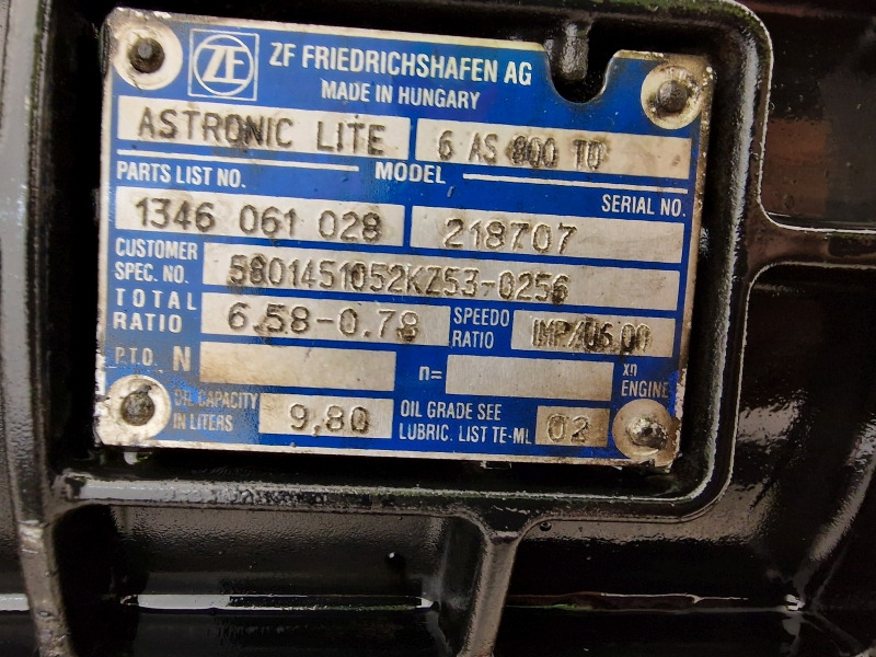 Boîte de vitesse ZF Astronic Lite 6AS800TO Iveco Spec Gearbox: photos 11 Boîte de vitesse ZF Astronic Lite 6AS800TO Iveco Spec Gearbox: photos 11