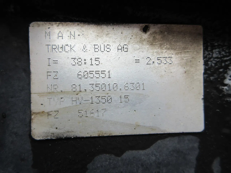 Essieu arrière pour Camion MAN 81.35003-7722 // 81.35010-6301 RATIO 1=2.53 HY 1350 ACHTER AS MAN 18.420 EURO 6: photos 11 Essieu arrière pour Camion MAN 81.35003-7722 // 81.35010-6301 RATIO 1=2.53 HY 1350 ACHTER AS MAN 18.420 EURO 6: photos 11