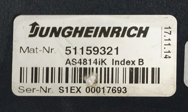 Jungheinrich 51159321 | Rij/hef regeling drive/lifting controller AS4814Ik Index - Bloc de gestion pour Matériel de manutention: photos 3 Jungheinrich 51159321 | Rij/hef regeling drive/lifting controller AS4814Ik Index - Bloc de gestion pour Matériel de manutention: photos 3