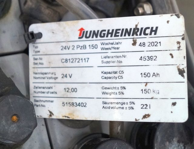 Jungheinrich unknown | Battery 24 2PZB150 year 2021 weight 150 kg sn. C81272117 - Accumulateur pour Matériel de manutention: photos 4 Jungheinrich unknown | Battery 24 2PZB150 year 2021 weight 150 kg sn. C81272117 - Accumulateur pour Matériel de manutention: photos 4