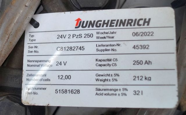 Jungheinrich unknown | Battery 24 2PZS250 year 2022 weight 212 kg sn. C8182745 o - Accumulateur pour Matériel de manutention: photos 4 Jungheinrich unknown | Battery 24 2PZS250 year 2022 weight 212 kg sn. C8182745 o - Accumulateur pour Matériel de manutention: photos 4
