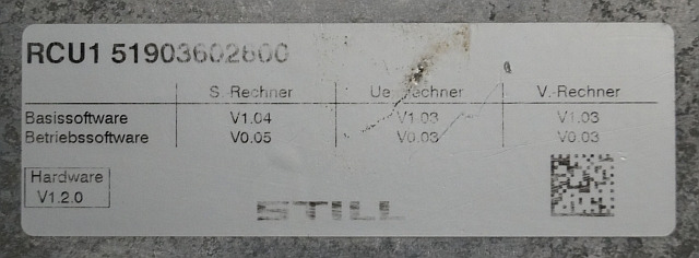 Still 51903602600 | Controller RCU1 base sw V0,05 operating sw V0,05 V0,03 hardw - Bloc de gestion pour Matériel de manutention: photos 4 Still 51903602600 | Controller RCU1 base sw V0,05 operating sw V0,05 V0,03 hardw - Bloc de gestion pour Matériel de manutention: photos 4