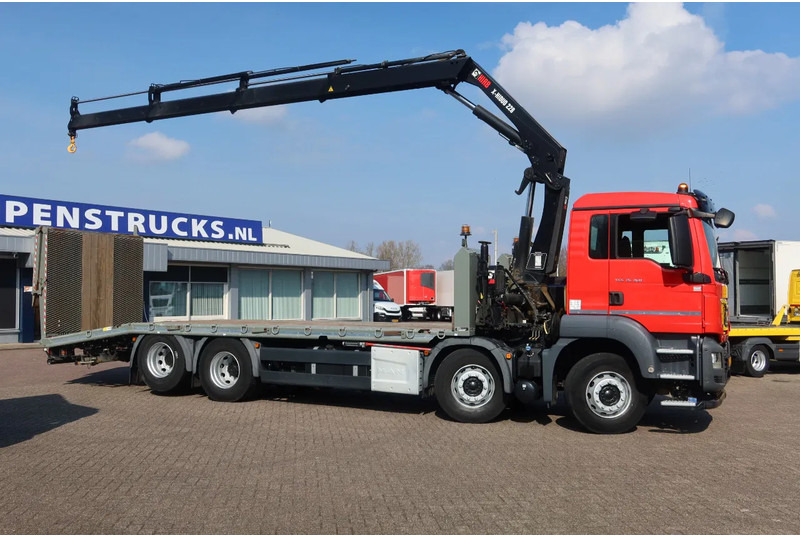 Camion porte-voitures, Camion grue MAN TGS 35.360 8x2 Oprijwagen + HIAB 228 E 3 kraan. Radio grafisch + winch: photos 18