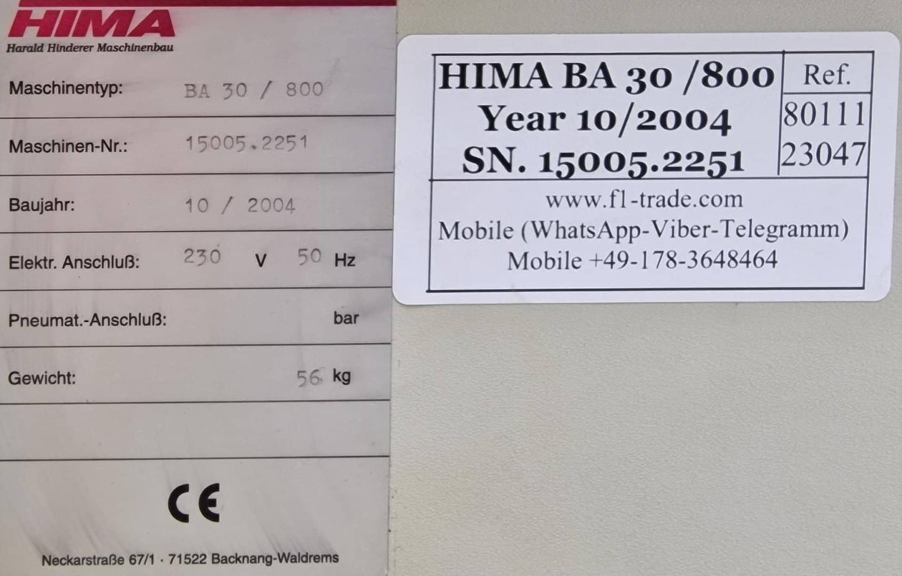 Machine d'impression HIMA BA 30 / 800: photos 6