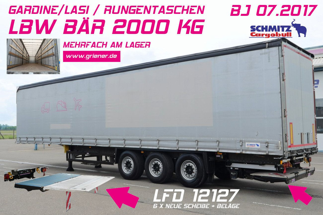 Schmitz Cargobull SCS 24/ LBW 2000 kg / RUNGENTASCHEN / HUBDACH - Semi-remorque rideaux coulissants: photos 1 Schmitz Cargobull SCS 24/ LBW 2000 kg / RUNGENTASCHEN / HUBDACH - Semi-remorque rideaux coulissants: photos 1