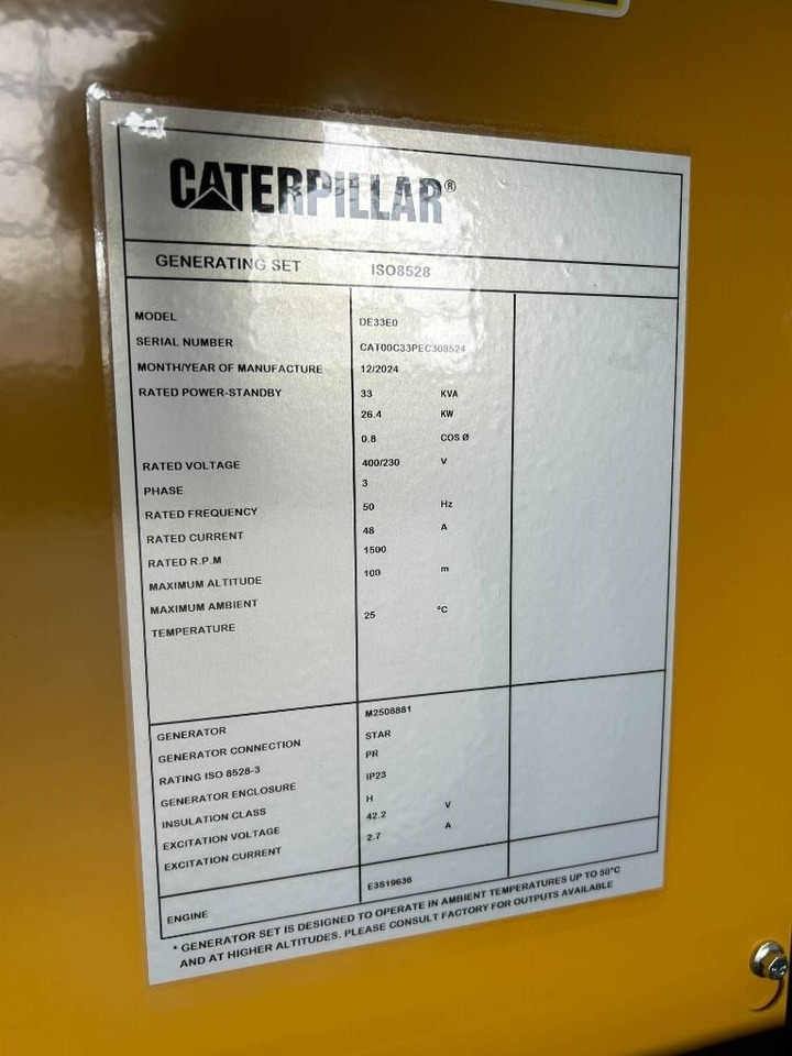 CAT DE33E0 - 33 kVA Generator - DPX-18004 - Groupe électrogène: photos 5 CAT DE33E0 - 33 kVA Generator - DPX-18004 - Groupe électrogène: photos 5