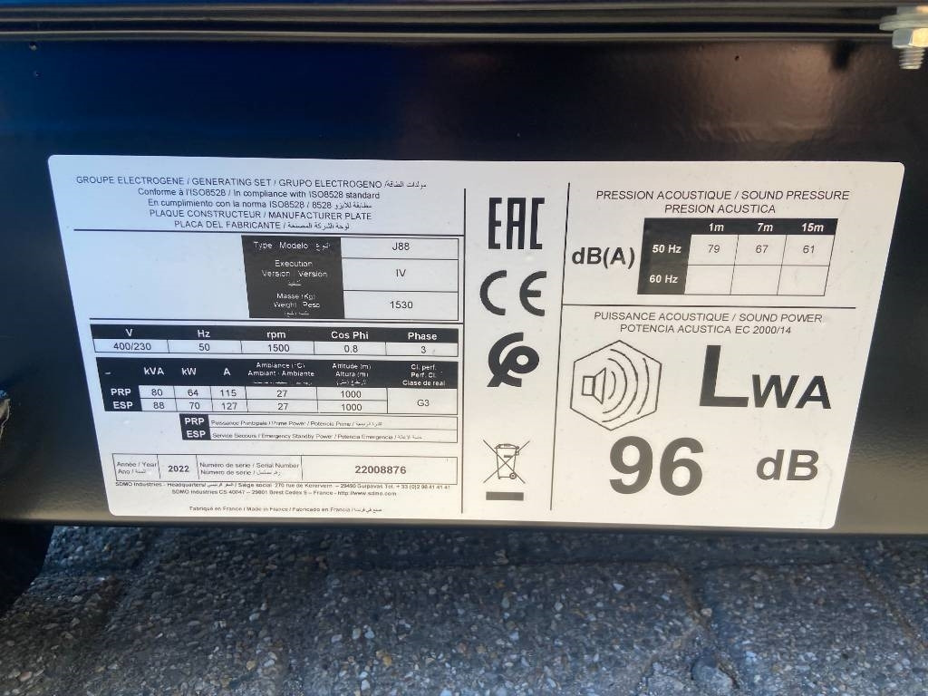 Sdmo J88 - 88 kVA Generator - DPX-17105 - Groupe électrogène: photos 4 Sdmo J88 - 88 kVA Generator - DPX-17105 - Groupe électrogène: photos 4