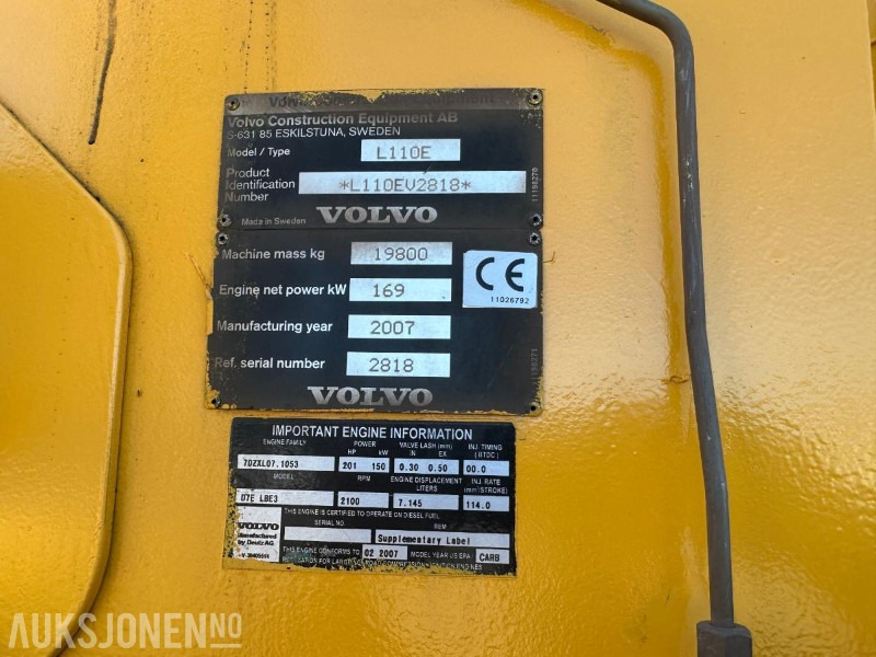 2007 Volvo L110E HJULLASTER - 11000 Timer - Chargeuse sur pneus: photos 5 2007 Volvo L110E HJULLASTER - 11000 Timer - Chargeuse sur pneus: photos 5