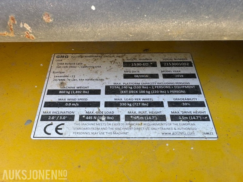 2019 GMG 1530-ED sakselift / Rep.objekt - Nacelle: photos 5 2019 GMG 1530-ED sakselift / Rep.objekt - Nacelle: photos 5